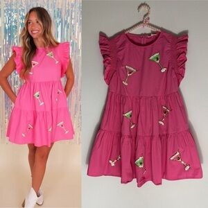 Peach Love pink tiered sequinned martini dress size S